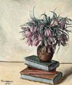 still life with flowers and book
